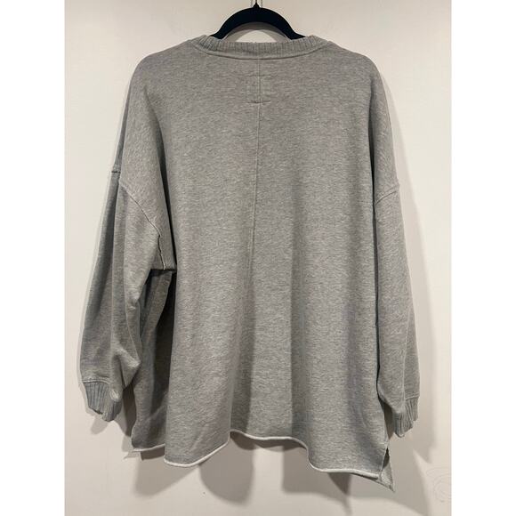 Aerie Big Chill Crew Neck Oversized Sweater Masc Casual Loungewear Cotton Gray - Picture 6 of 7